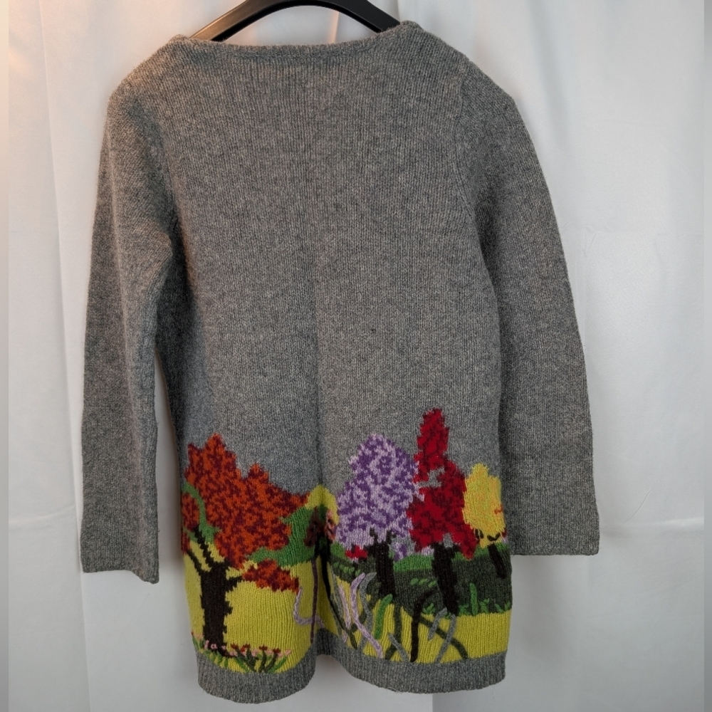 Ingrid Hass Gray Cardigan with Floral Design Size M In EUC - Picture 7 of 11